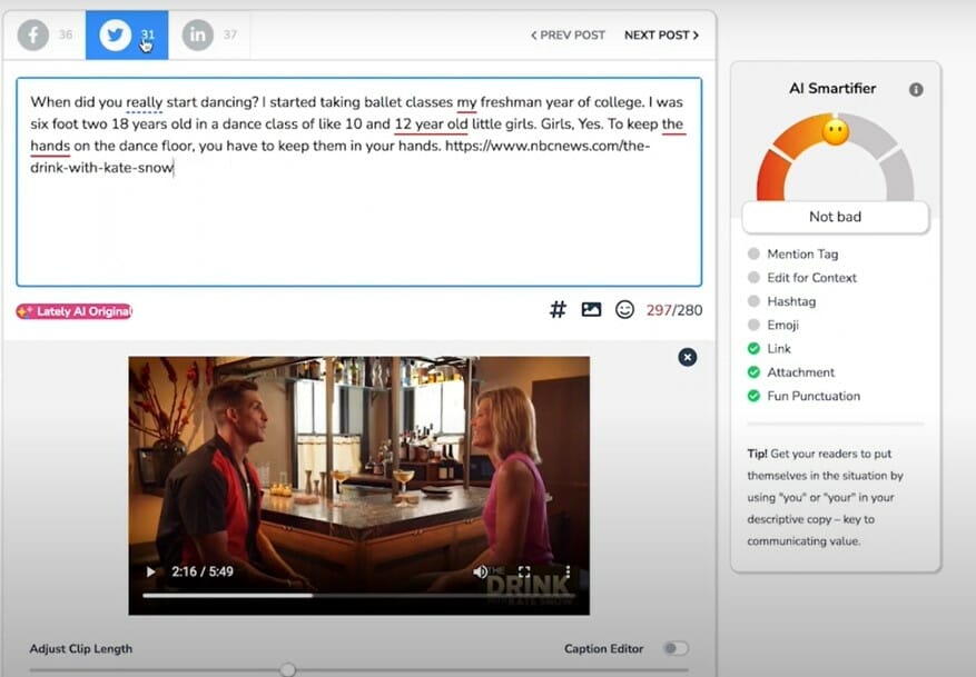 Screenshot of Let's Platform for Social Media AI Marketing Tool